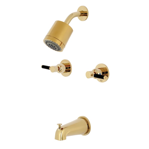 Tub and Shower Faucet, Standard, 4, Wall Mount, Polished Brass
