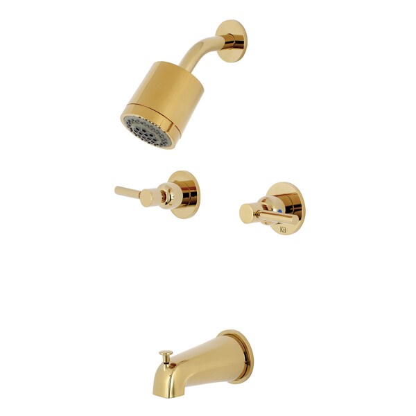 Tub and Shower Faucet, Polished Brass, Wall Mount