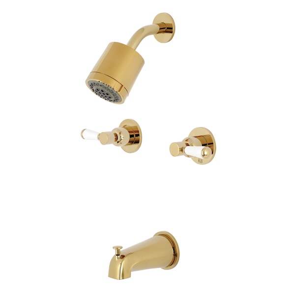 Tub and Shower Faucet, Polished Brass, Wall Mount