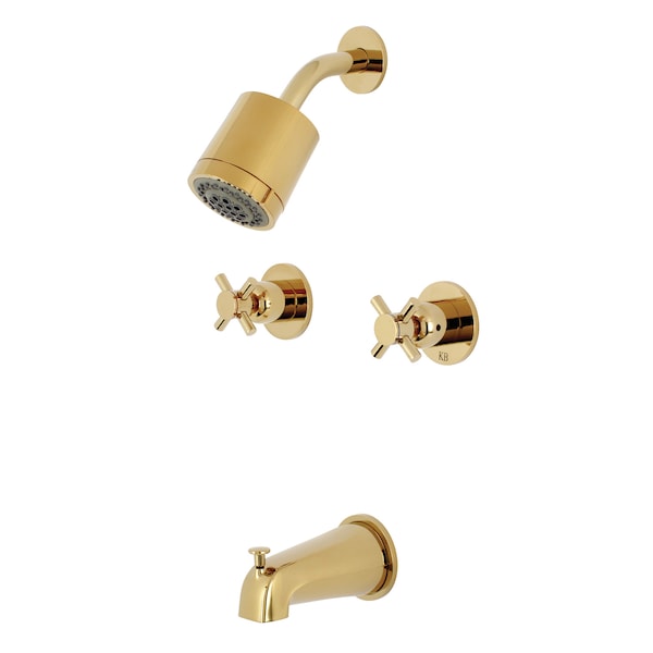 Tub and Shower Faucet, Polished Brass, Wall Mount