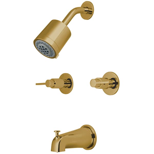 Tub and Shower Faucet, Polished Brass, Wall Mount