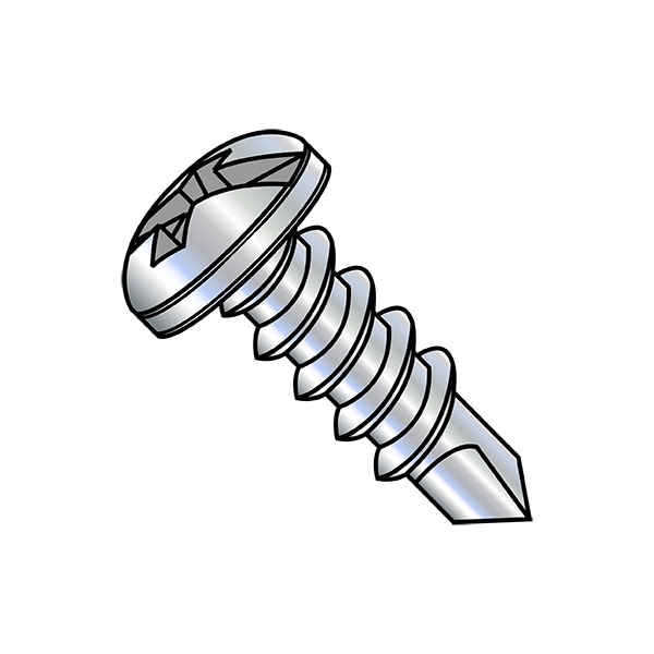 Self-Drilling Screw, #8-18 x 5/8 in, Zinc Plated Steel Pan Head Slotted Drive, 10000 PK