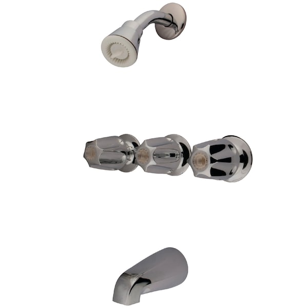Tub and Shower Faucet, Polished Chrome, Wall Mount
