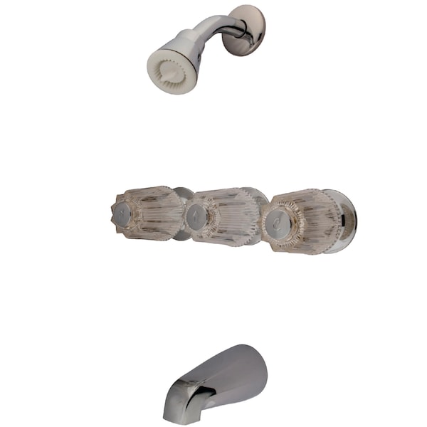 Tub and Shower Faucet, Polished Chrome, Wall Mount