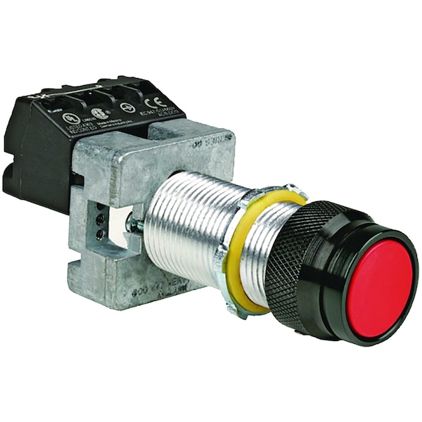 Push Button Operator, Momentary, Red, Aluminum