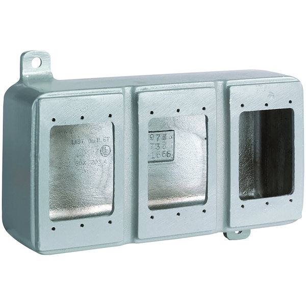Electrical Box Cover, 3 Gangs, Rectangular, Aluminum