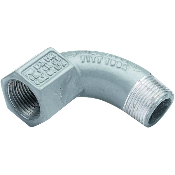 Conduit Fitting 90 Deg Elbow, 1 in, Iron, Plain, Gray