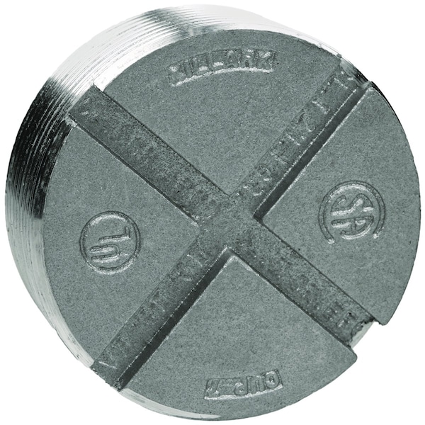 Conduit Fitting Plug, 2-1/2 in, Aluminum, Painted, Gray