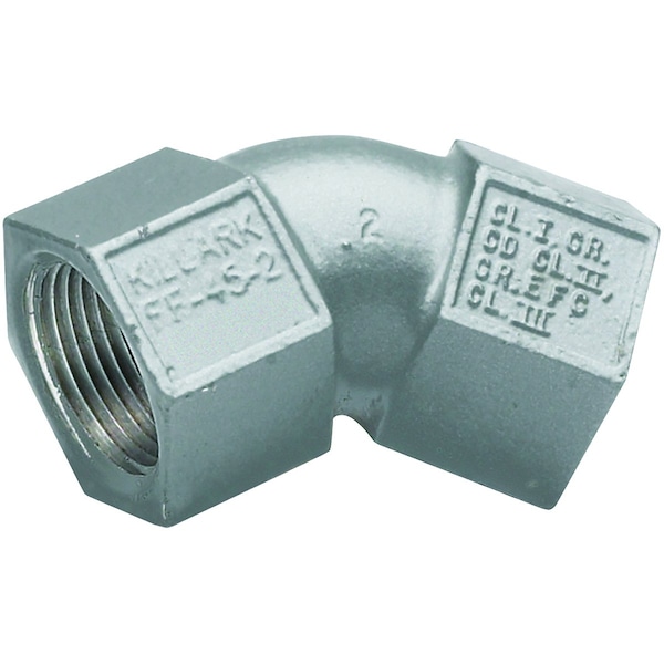 Conduit Fitting 45 Deg Elbow, 1 in, Iron, Plain, Gray