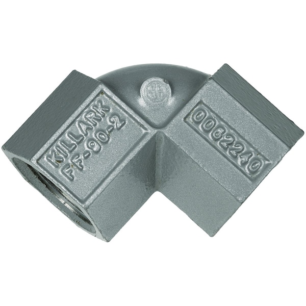 Conduit Fitting 90 Deg Elbow, 1 in, Aluminum, Plain, Gray