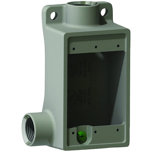 Box, Aluminum, Shallow, Feed Thru Type, 1/2", Aluminum, Copper Free (less than 4/10 of 1%), Gray
