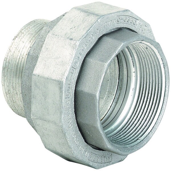 Union, Male, Iron, 2-1/2" Union, Iron, Zinc Plated, Glossy gray