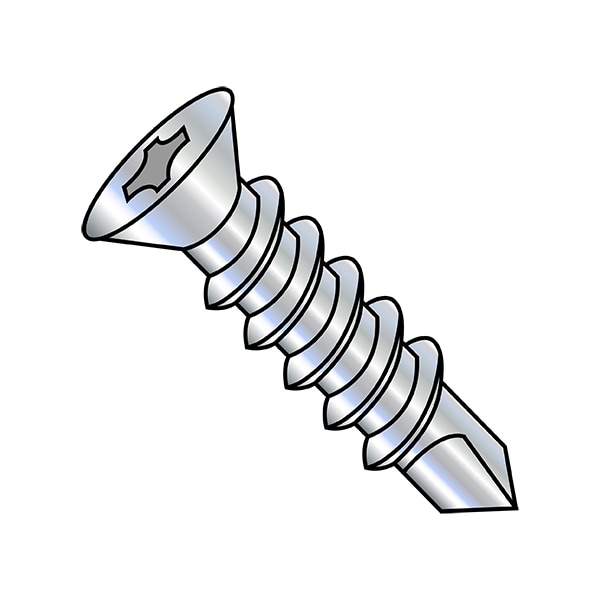 Self-Drilling Screw, #8-18 x 3/4 in, Zinc Plated Steel Flat Head Phillips Drive, 5000 PK