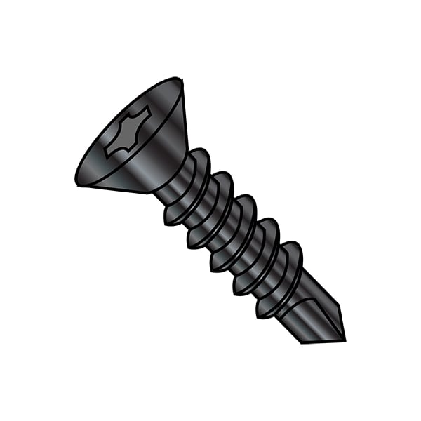 Self-Drilling Screw, #8-18 x 3 in, Zinc Black Steel Flat Head Phillips Drive, 1250 PK