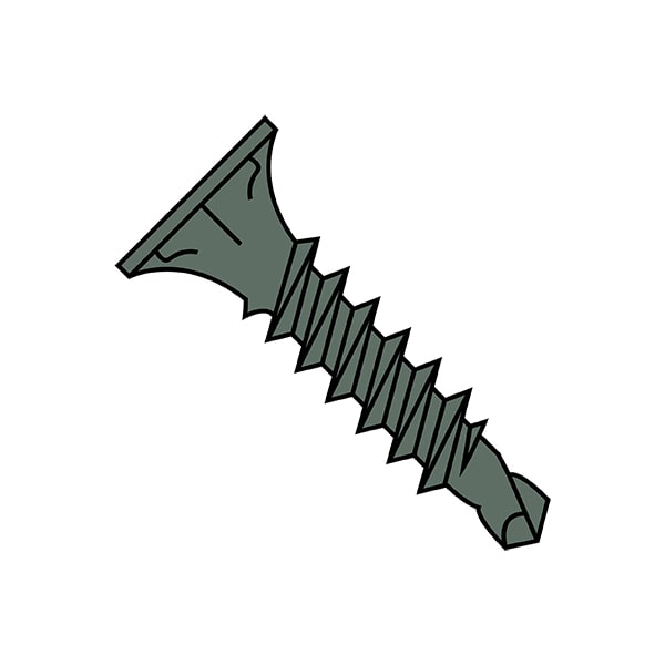 Self-Drilling Screw, #8-18 x 1-5/8 in, Green Steel Wafer Head Phillips Drive, 1000 PK
