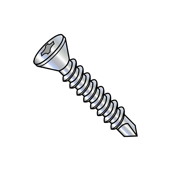 Self-Drilling Screw, #8-18 x 3/4 in, Zinc Plated Steel Flat Head Phillips Drive, 8000 PK