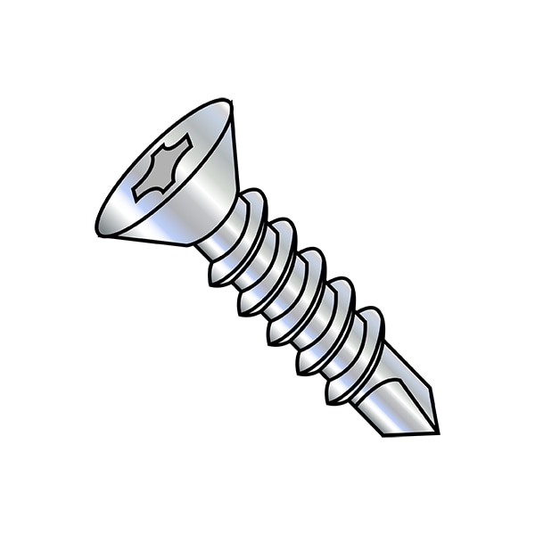 Self-Drilling Screw, 5/16"-12 x 2 in, Zinc Plated Steel Flat Head Phillips Drive, 600 PK