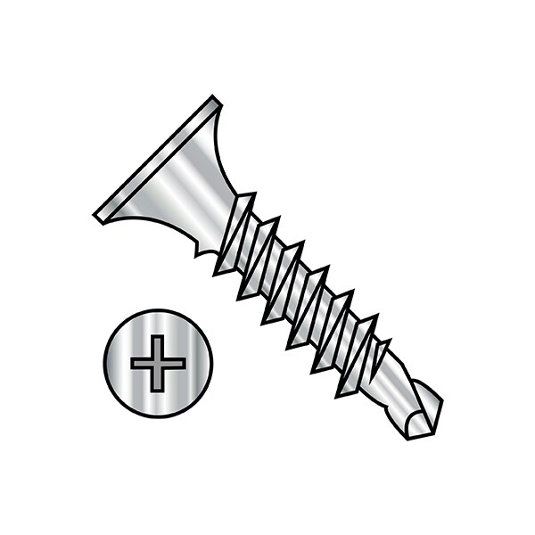 Drywall Screw, #6 x 1-5/8 in, Stainless Steel, Flat Head Phillips Drive, 2500 PK
