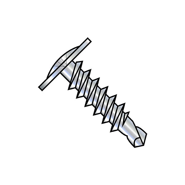 Self-Drilling Screw, 1/4"-14 x 4 in, Zinc Plated Steel Truss Head Phillips Drive, 500 PK