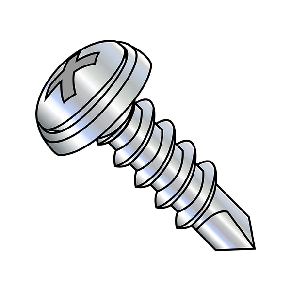 Self-Drilling Screw, #8-18 x 1-1/4 in, Zinc Plated Steel Oval Head Phillips Drive, 3000 PK
