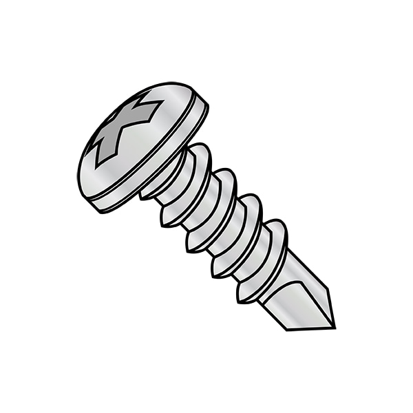 Self-Drilling Screw, #10-16 x 5/8 in, Nickel Steel Pan Head Phillips Drive, 8000 PK