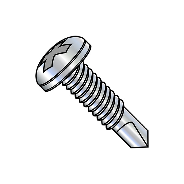 Self-Drilling Screw, 1/4"-20 x 3/4 in, Zinc Plated Steel Pan Head Phillips Drive, 3000 PK