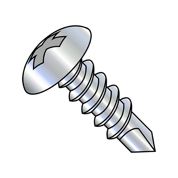 Self-Drilling Screw, #10-16 x 2-1/2 in, Zinc Plated Steel Truss Head Phillips Drive, 2000 PK
