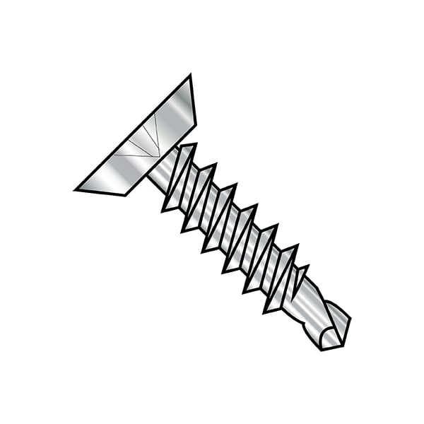 Self-Drilling Screw, 1/4"-14 x 3/4 in, Plain 18-8 Stainless Steel Flat Head Phillips Drive, 2000 PK