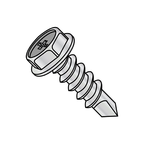 Self-Drilling Screw, #8-18 x 5/8 in, Nickel Steel Flange Hex Head External Hex Drive, 10000 PK