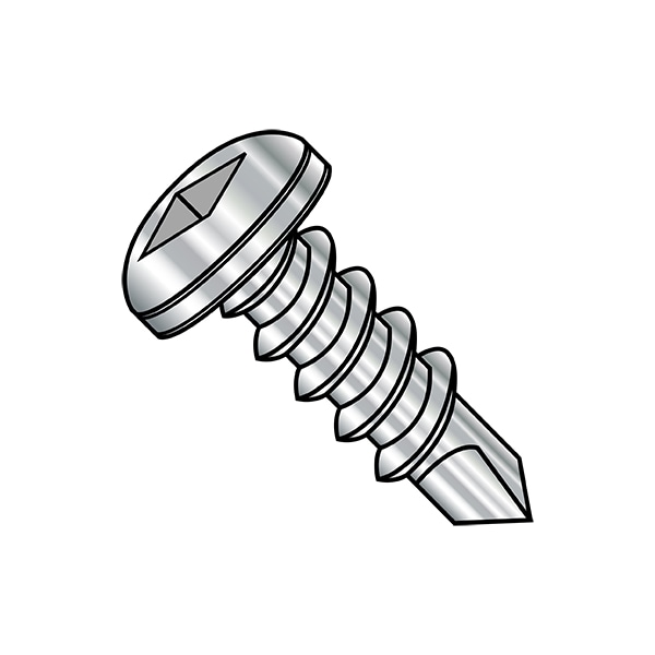 Self-Drilling Screw, 1/4"-14 x 3/4 in, 18-8 Stainless Steel Pan Head Square Drive, 1500 PK