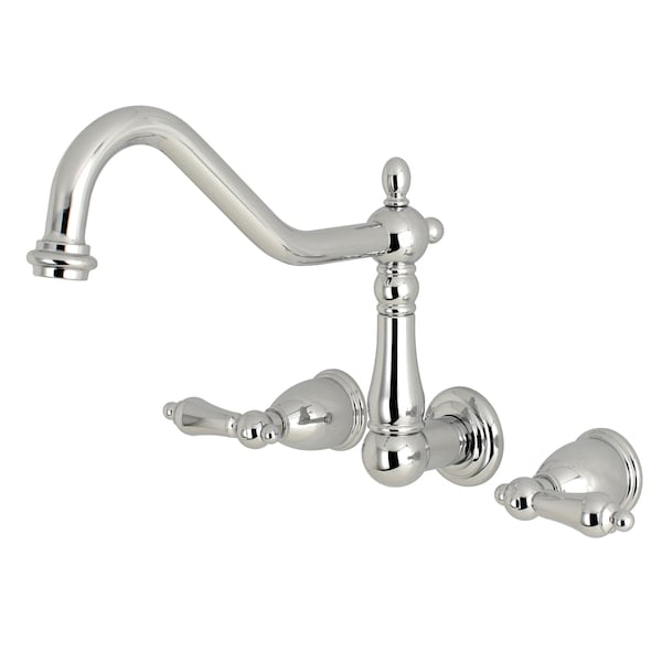 Roman Tub Faucet, Polished Chrome, Wall Mount