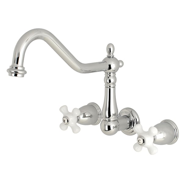 Roman Tub Faucet, Polished Chrome, Wall Mount