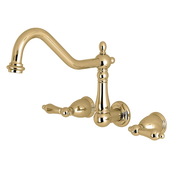 Roman Tub Faucet, Polished Brass, Wall Mount