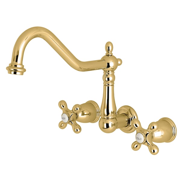 Roman Tub Faucet, Polished Brass, Wall Mount