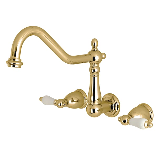 Roman Tub Faucet, Polished Brass, Wall Mount