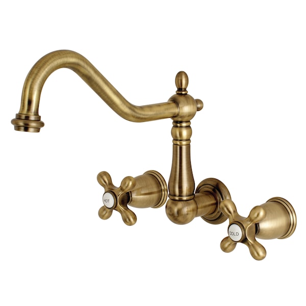 Roman Tub Faucet, Antique Brass, Wall Mount