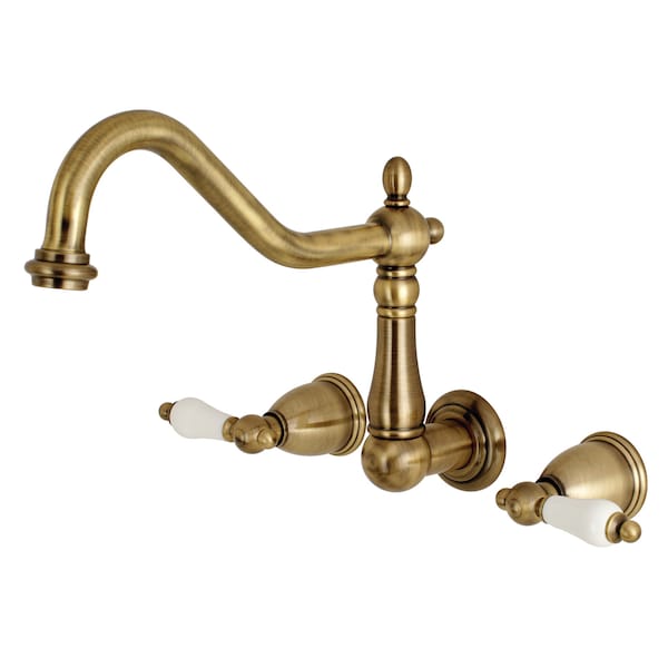 Roman Tub Faucet, Antique Brass, Wall Mount
