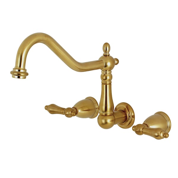 Roman Tub Faucet, Brushed Brass, Wall Mount
