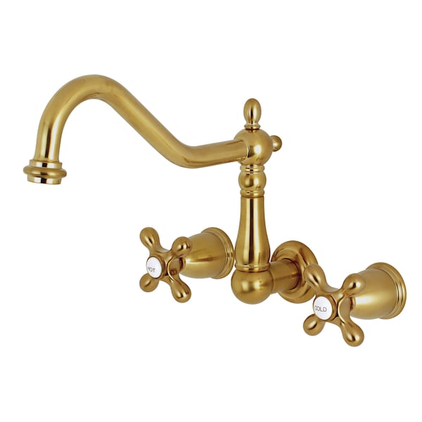 Roman Tub Faucet, Brushed Brass, Wall Mount