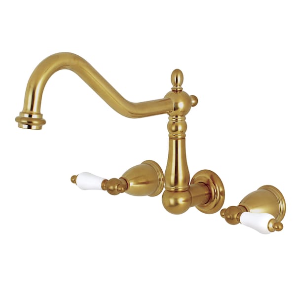 Roman Tub Faucet, Brushed Brass, Wall Mount