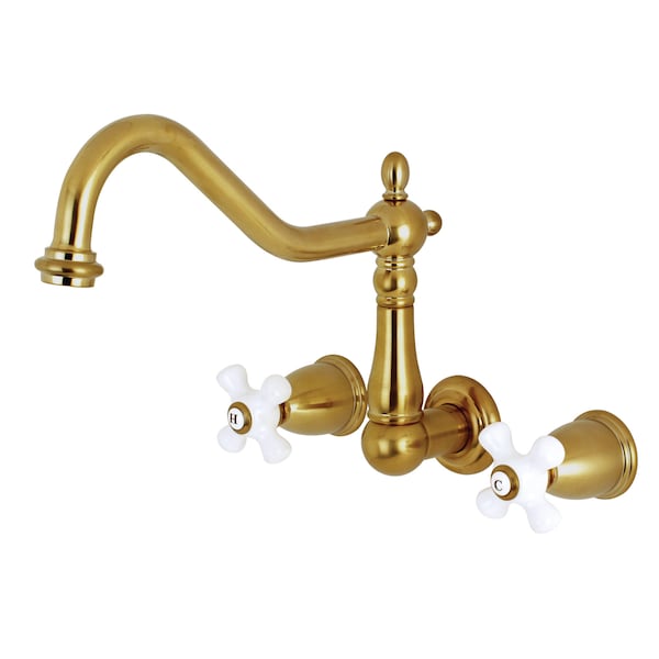 Roman Tub Faucet, Brushed Brass, Wall Mount