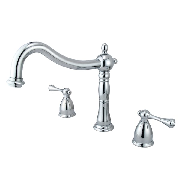 Roman Tub Faucet, Polished Chrome, Deck Mount