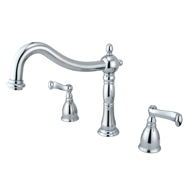 Roman Tub Faucet, Polished Chrome, Deck Mount