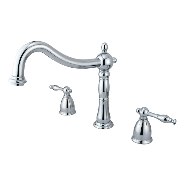 Roman Tub Faucet, Polished Chrome, Deck Mount
