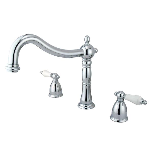 Roman Tub Faucet, Polished Chrome, Deck Mount