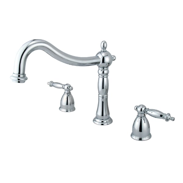 Roman Tub Faucet, Polished Chrome, Deck Mount