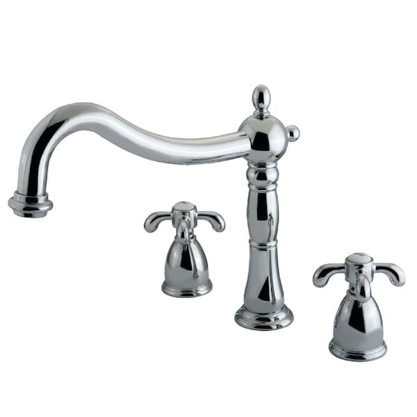 Roman Tub Faucet, Polished Chrome, Deck Mount