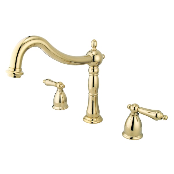 Roman Tub Faucet, Polished Brass, Deck Mount