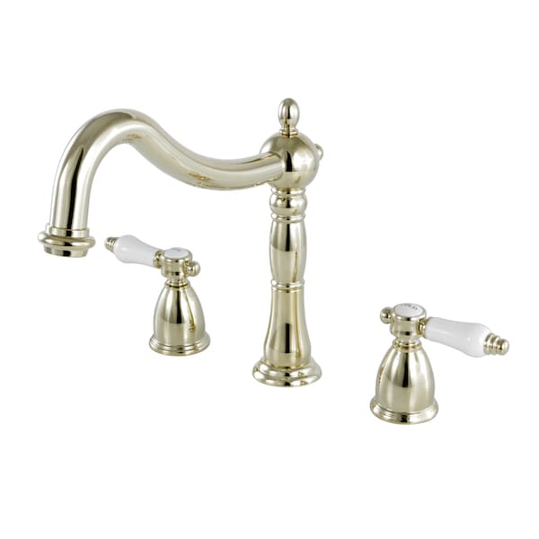 Roman Tub Faucet, Polished Brass, Deck Mount