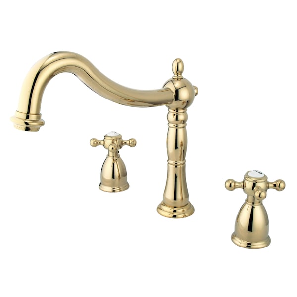 Roman Tub Faucet, Polished Brass, Deck Mount